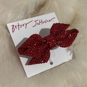 Betsey Johnson Adjustable RED Sparkle Bow Ring